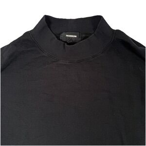 MONROW‎ Black Waffle Knit Mock Neck Long Sleeve Pullover Top